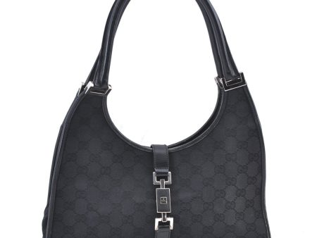 Auth GUCCI Jackie Shoulder Hand Bag Purse GG Canvas Leather 0021067 Black J0130 Hot on Sale