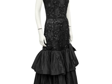 Black Lace and Sequin Gown For Cheap