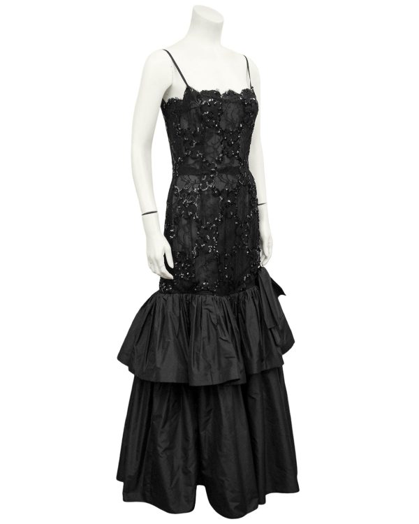 Black Lace and Sequin Gown For Cheap