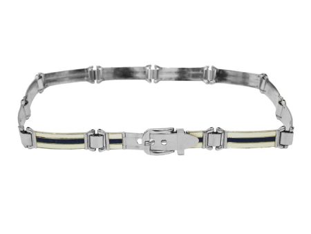 Silver Belt With white and Navy Enamel Fashion