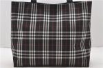 Authentic BURBERRY Check Shoulder Tote Bag Nylon Leather Black 0394D For Sale