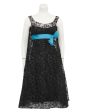 Black Lace Cocktail Dress with Turquoise Ribbon For Cheap