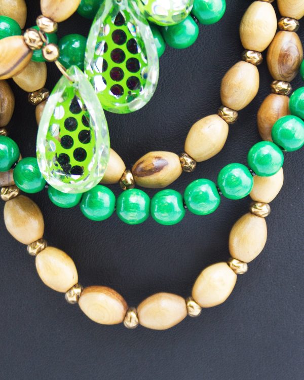 Green & Brown Multi Strand Beaded Necklace Fashion