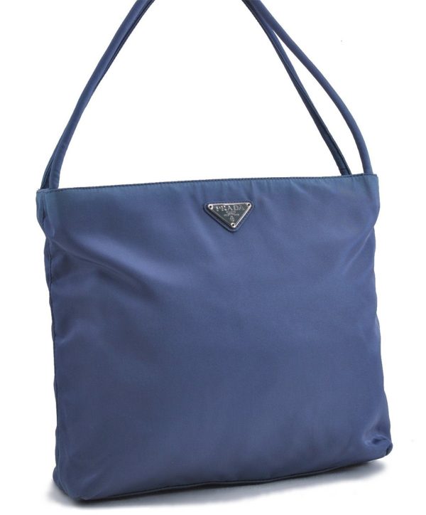 Authentic PRADA Nylon Shoulder Tote Bag Purse Blue 1904D Cheap