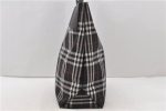 Authentic BURBERRY Check Shoulder Tote Bag Nylon Leather Black 0394D For Sale