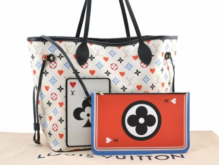 Authentic LOUIS VUITTON Game On Neverfull MM Tote Bag White M57462 LV 8564A Supply