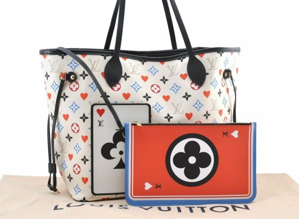 Authentic LOUIS VUITTON Game On Neverfull MM Tote Bag White M57462 LV 8564A Supply