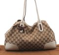 Auth GUCCI Web Sherry Line Princy Ribbon Tote Bag GG Canvas 163805 Brown 9836B Sale