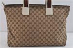 Authentic GUCCI Sherry Line Shouolder Tote Bag Canvas Leather 155524 Brown 9967C For Cheap