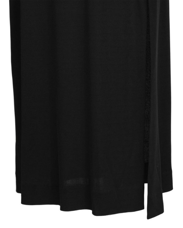 Black Gown with Illusion Beaded Sleeve For Cheap