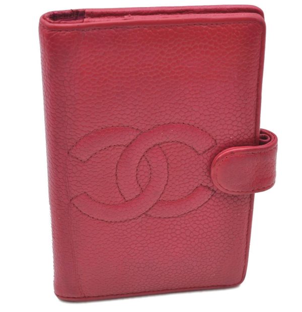 Authentic CHANEL Caviar Skin CC Logo Day Planner Notebook Cover Pink H4705 Discount