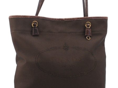 Authentic PRADA Canvas Leather Shoulder Tote Bag Brown 8351B Online Sale