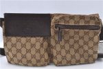 Authentic GUCCI Waist Body Bag GG Canvas Leather 28566 Brown H9208 on Sale