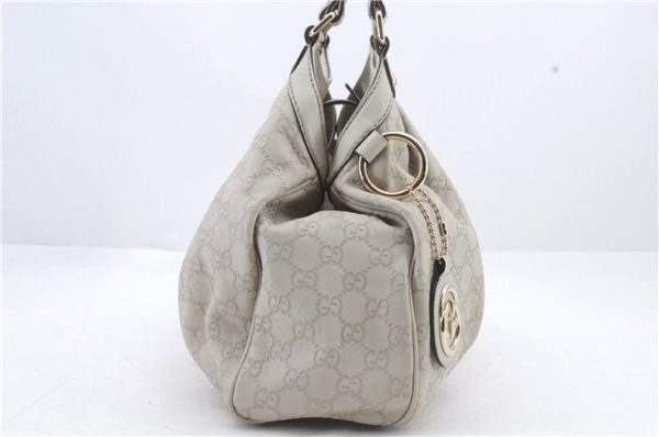 Authentic GUCCI Guccissima Sukey Shoulder Tote Bag GG Leather 211944 White 0480D Discount