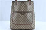 Authentic GUCCI Web Sherry Line Shoulder Tote Bag GG PVC Leather Brown H9240 For Discount