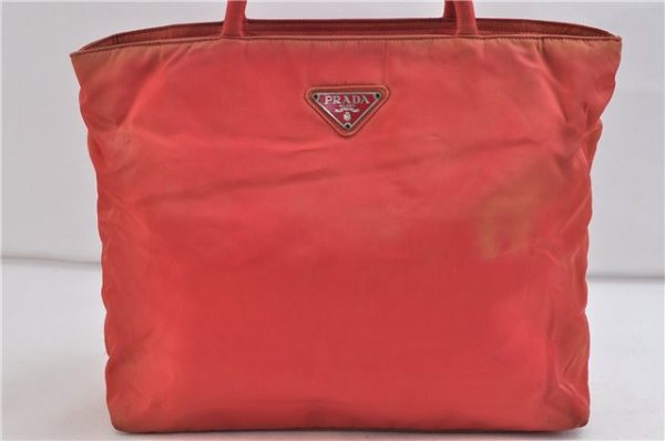 Authentic PRADA Nylon Tote Hand Bag Purse Pink 0246D For Cheap