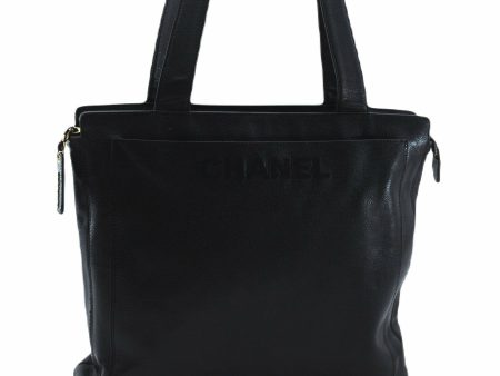 Authentic CHANEL Caviar Skin Shoulder Tote Bag Black 7971A Online now