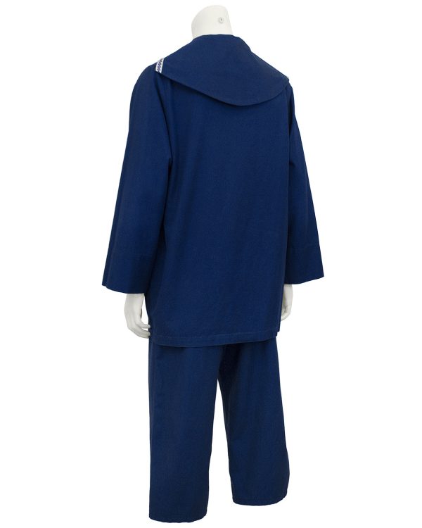 Blue Indigo Cotton Ensemble Hot on Sale