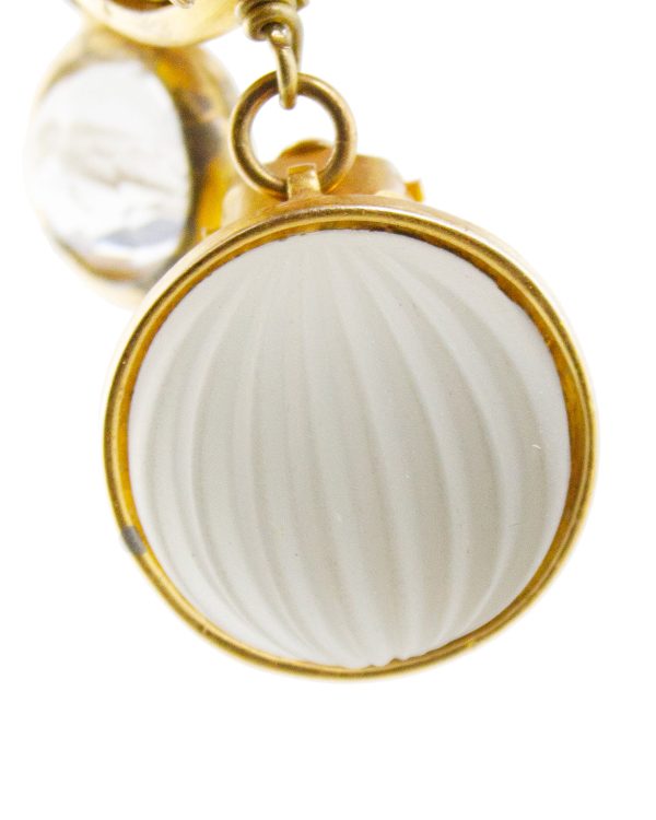 Frosted Glass Gilt Metal Pendant Earrings For Discount