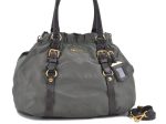 Authentic PRADA Nylon Leather 2Way Shoulder Hand Bag Khaki Green H9493 Online Sale