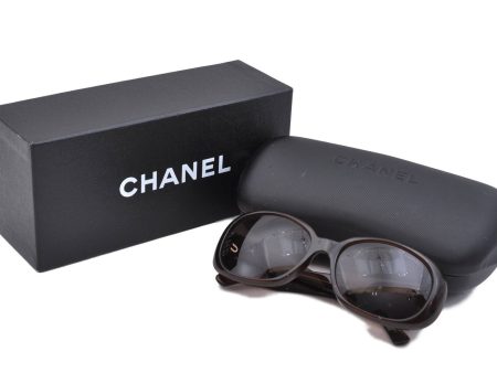 Auth CHANEL Camellia Motif Plastic Sunglasses CoCo Mark 5113 Brown Box 1732C For Discount