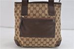 Authentic GUCCI Shoulder Tote Bag GG Canvas Leather Brown 1049D For Discount