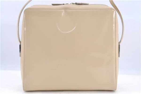 Authentic GUCCI Shoulder Bag Purse Leather Ivory H9221 Hot on Sale