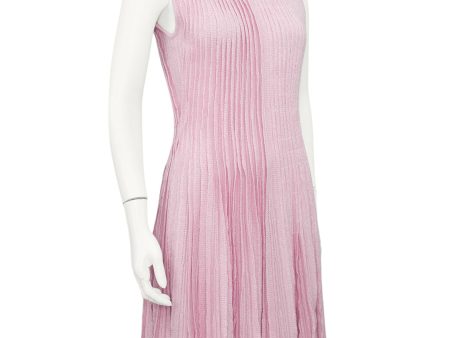 Pink Linen & Cashmere Plisse Knit Dress For Discount