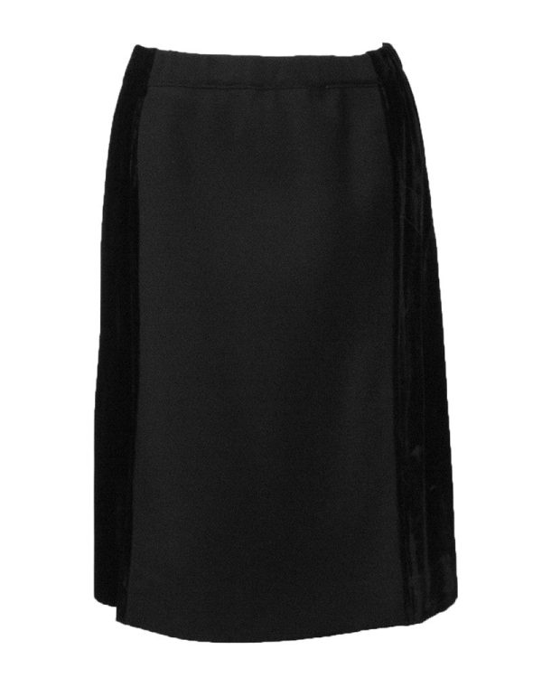 Black Wool and Velvet Skirt Suit Fashion