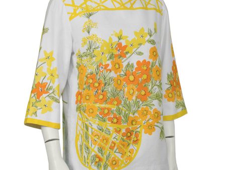 White and Marigold Cotton Blouse Online Sale