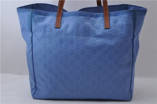 Authentic GUCCI Hand Tote Bag GG Nylon Leather 282439 Blue 1960D Online