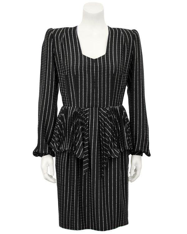 Black Silk Pinstriped Day Dress Online