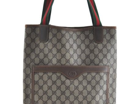 Authentic GUCCI Web Sherry Line Shoulder Tote Bag GG PVC 002586487 Brown H9734 Online now