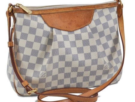 Auth LOUIS VUITTON Damier Azur Siracusa PM Shoulder Cross Bag N41113 LV 2109B For Cheap