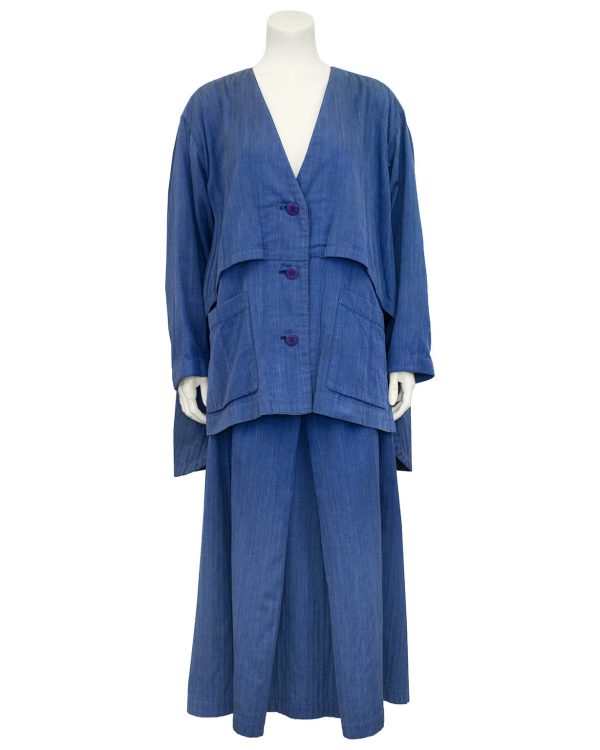 Blue Cotton Oversize Ensemble For Discount