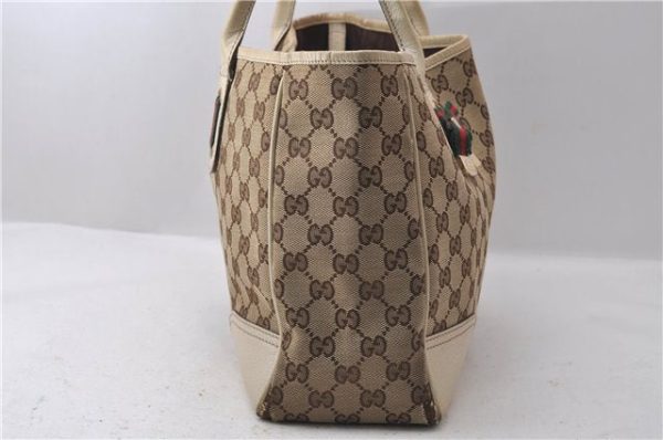 Authentic GUCCI Sherry Line Princy Ribbon Tote Bag GG Canvas 163805 Brown 2442D Fashion