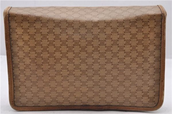 Auth CELINE Macadam Blason Pattern Shoulder Clutch Bag PVC Leather Beige 9843C For Discount