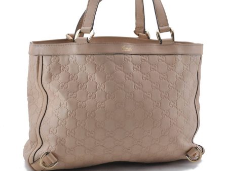 Authentic GUCCI Guccissima Abbey Leather Shoulder GG Tote Bag 170004 Beige 1559D Supply