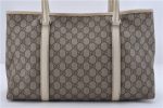 Authentic GUCCI Shoulder Tote Bag GG PVC Leather 114595 Brown Ivory 0887D Hot on Sale