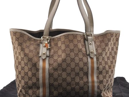 GUCCI Sherry Line Shoulder Tote Bag GG Canvas Leather 139260 Brown Ivory 2070D Cheap