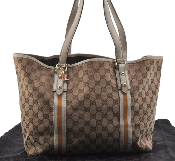 GUCCI Sherry Line Shoulder Tote Bag GG Canvas Leather 139260 Brown Ivory 2070D Cheap