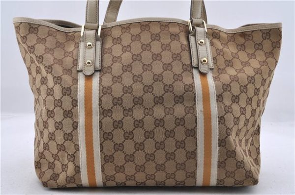 GUCCI Sherry Line Shoulder Tote Bag GG Canvas Leather 139260 Brown Ivory 2070D Cheap