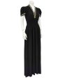 Black Moss Crepe and Gold Thread Evening Dress Fashion