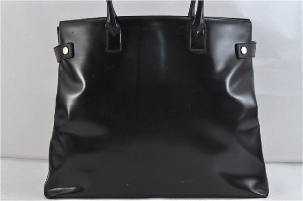 Authentic GUCCI Vintage Shoulder Tote Bag Leather Black Junk 1983D on Sale