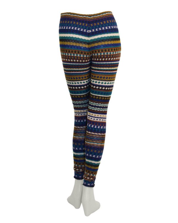 Blue and Olive Knit Striped Legging Fashion