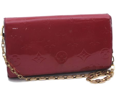 Auth Louis Vuitton Vernis Portefeuille Sarah Chain Wallet Pink M90087 LV 0243D Sale