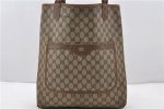 Authentic GUCCI Web Sherry Line Shoulder Tote Bag GG PVC Leather Brown 1990D Online Sale