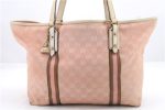 Auth GUCCI Sherry Line Shoulder Tote Bag GG Canvas Leather 139260 Pink 9798C Sale