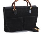 Authentic GUCCI Vintage Bamboo 2Way Shoulder Tote Bag Suede Leather Black 1148D For Sale