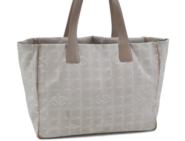 Authentic CHANEL New Travel Line Shoulder Tote Bag Nylon Leather Beige H5630 Online now